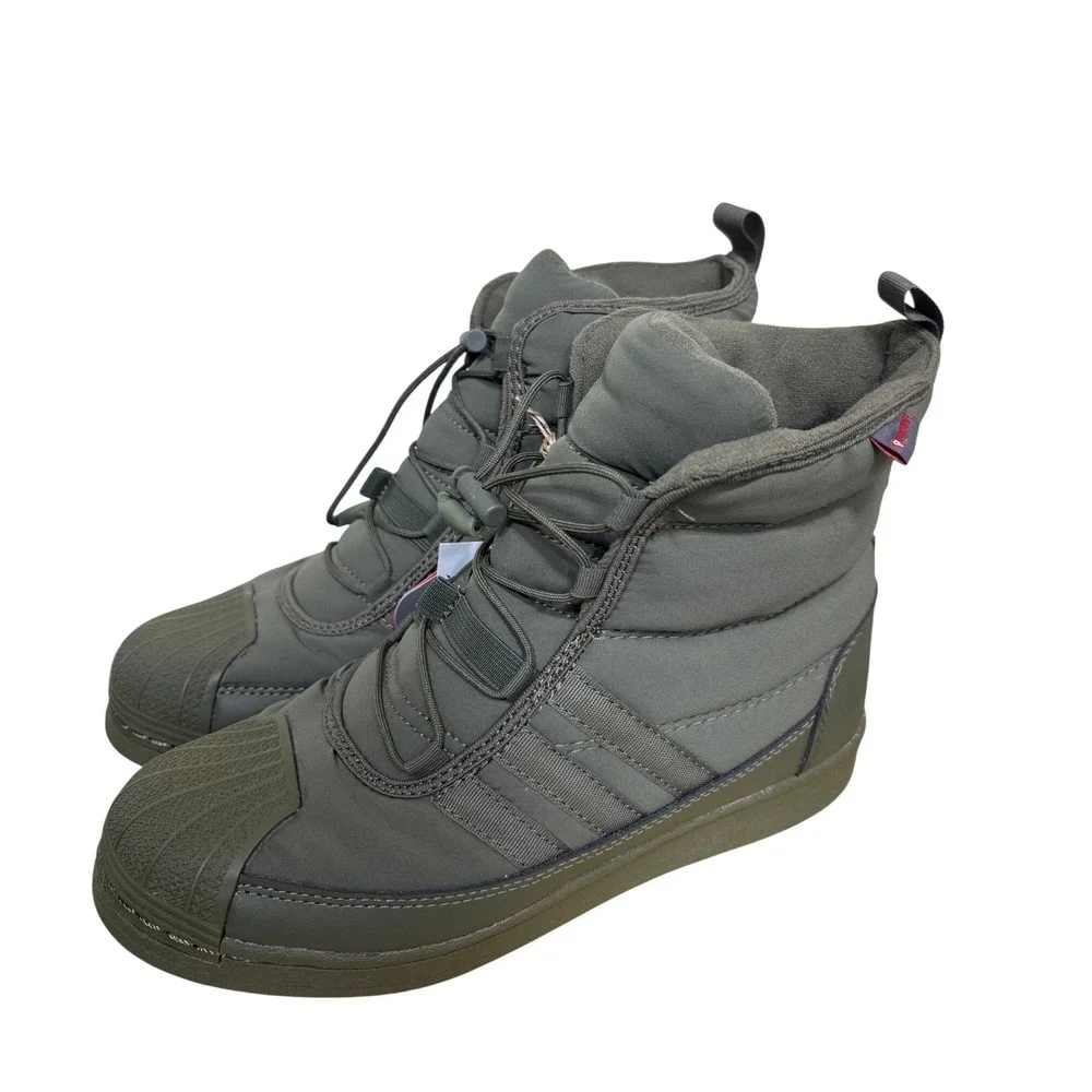Adidas Kids 5.5 Superstar Boot J Olive Strata Green PrimaLoft Insulated IG2561